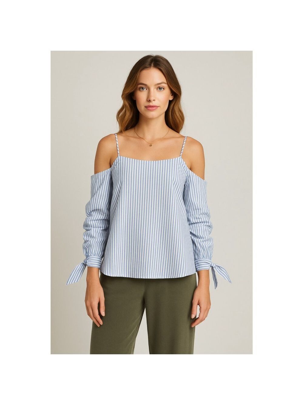 NWT After Market Zip Back Cold Shoulder Blouse Stripe Top $98